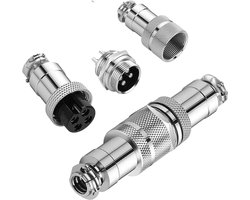 Metalen GX16 4-pins aviation stekkerset van 16 mm met paneelmontage, inclusief mannelijke en vrouwelijke connector voor betrouwbare lasverbindingen