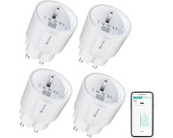 Mini Slimme Stekker met Stroommeting en App-afstandsbediening voor Alexa en Google Assistant - 4 Stuks