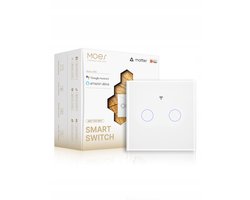 Moes Matter Dubbele Glazen Touch Schakelaar Wit MWS-EU2-WH