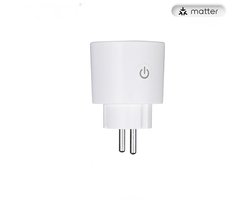 Moes Slimme Stekker | Wifi én Matter | Werkt Met Tuya Smart en SmartLife - 3680W | Energie monitor | wit