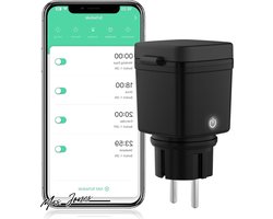 Mrs. Jones Wifi stopcontact voor buiten smart timer stopcontact voor buiten bewaking van het stroomverbruik compatibel met Alexa en Google Home app en spraakbediening 24 GHz wifi waterdicht IP44 zwart - slimme stopcontacten - buiten gebruik .