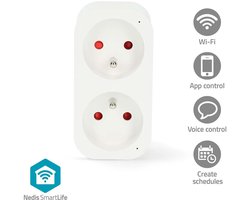 Nedis SmartLife Slimme Stekker – Wi-Fi Energiemeter – Tijdschakelaar – 3680W – Wit – 1 Stuk