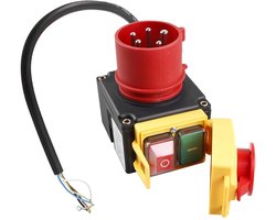 Noodstopschakelaar 3-fase 400 V met CEE-stekker waterdicht - Elektromagnetisch - Nulspanningsschakelaar - Motorbeveiligingsschakelaar
