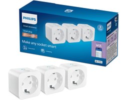Philips Smart Lighting - Slimme stekker - 3 pack - Maak andere apparaten slim - Stekkertype F - Wit - Werkt met de WiZ app - Wifi