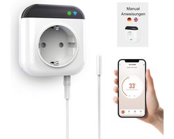 Programmeerbaar Wifi Thermostaatstopcontact met Sensor - Slimme App Bediening en Compatibiliteit met Alexa en Google Assistant