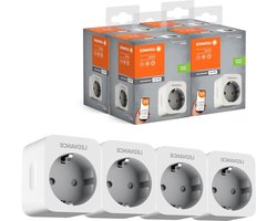 Schakelbare stekkerdoos voor wifi met vermogensmeting - Voice Control - 4-pack