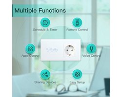Schuko-stopcontact met wifi-aanraakschakelaar en dimmer - Slimme wandlamp en stopcontact, werkt met Alexa/Tuya/Google Home