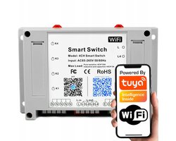 Slanke 4-kanaals WiFi Schakelaar 4x10A TUYA voor Thuisautomatisering