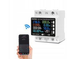 Slanke WiFi-energiemeter 63A met TUYA-app en LCD