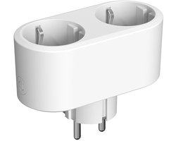 Slim dubbel stopcontact – 16A wifi-stekker met spraakbediening, timer, energiemeter en back-upfunctie bij stroomuitval, geschikt voor huishoudelijke apparaten.