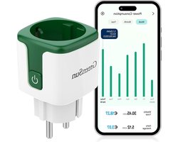 Slim stopcontact - meting van elektrisch verbruik - wifi-stopcontact - 16A - timer - donkergroen - 1 stuk