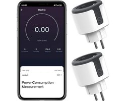 Slim Stopcontact – WiFi Smart Plug met Spraakbesturing, Compatibel met Alexa & Google Assistant – App-bediening, Stroommeting & Timerfunctie – 2,4 GHz – 2 Stuks
