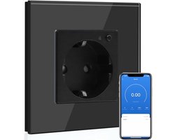 Slim Wifi Stopcontact met Energiemeter en Spraakbesturing - Zwart