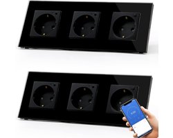 Slimme Inbouw Stopcontact 3-voudig WiFi met Energie Meting - Werkt met Alexa & Google Home