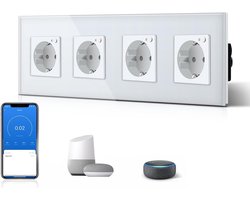 Slimme Inbouw Wifi Stopcontact 4-voudig met Energiebewaking en App/Spraakbediening