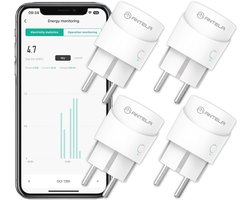 Slimme Stekker Wifi 10A 2500W met Energiemeter - Compatibel met Alexa en Google Home - 4Pack