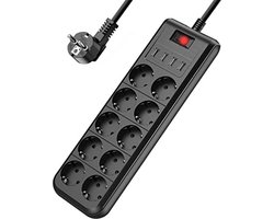 Slimme stekkerdoos - Smart stekkerdoos - Stekkerdoos met usb - Wifi stekkerdoos - ‎31,5 x 5,2 x 0,03 cm - 3 compartimenten, 2 x USB, Blauw