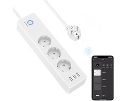 Slimme stekkerdoos - Smart stekkerdoos - Stekkerdoos met usb - Wifi stekkerdoos - 32 x 11 x 5 cm - Wit