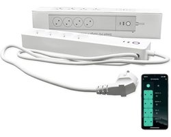 Slimme stekkerdoos - Smart stekkerdoos - Stekkerdoos met usb - Wifi stekkerdoos - 33,5 x 6,5 x 4 cm - Wit