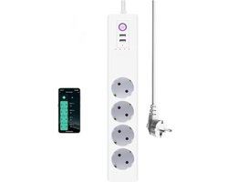 Slimme stekkerdoos - Smart stekkerdoos - Stekkerdoos met usb - Wifi stekkerdoos - 8,6 x 8,6 x 3 cm - 230 V - Sprankelend Wit