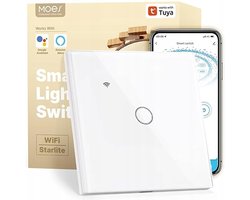 Slimme Touch Schakelaar 1-kanaals WiFi + RF433MHz Tuya Wit