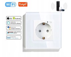 Slimme WiFi glazen wandcontactdoos 16A met energieverbruiksmeting