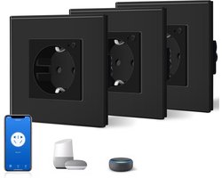 Slimme Wifi Inbouw Stopcontacten Zwart Glas - 3 Stuks - Spraakbesturing