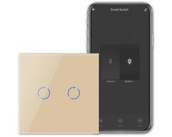 Slimme WiFi Lichtschakelaar met Dubbele Touch Controle en LED Achtergrondverlichting - Werkt met Alexa en Google Assistant