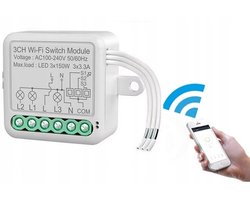 Slimme WiFi Schakelaar 3 Kanalen Inbouw Mini Tuya
