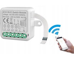 Slimme WiFi Schakelaar 4 Kanalen - Tuya App Bediening