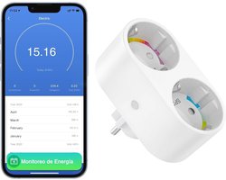 Slimme WiFi Stopcontact 2-in-1 met Energie Monitoring en Spraakbesturing