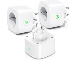 Slimme Wifi Stopcontacten - 16A, Compatibel met Alexa en Google, Programmeerbare Spraakbediening, Afstandsbediening, Tijdsfunctie - 3 Stuks