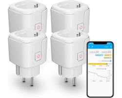 Slimme Zigbee Stekker met Energieverbruik - 4 Stuk - Type F - 16A - Repeater - Hub Vereist - Werkt met Home Assistant - Homey Compatibel - SmartThings Alexa Hubitat