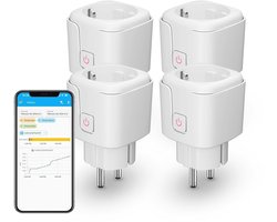 Slimme Zigbee Stekker Set - 4 Stuks met Energieverbruik Monitor en Repeater Functionaliteit - Compatibel met Home Assistant, SmartThings, Alexa en Google Home - 16A