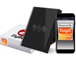 Slimme Zigbee Touch Rolgordijn Schakelaar Zwart Glas