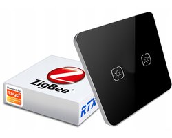 Slimme Zigbee Touch Schakelaar Glas 2-kanaals Zwart (geen N-draad)