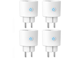 Smart Plug 16A 3680W met Energiemeter,Slimme Stekker Compatibel met Alexa/Google Home, Voice Control, App Tuya/Smart Life, Wifi 2.4 GHz, Geen bridge benodigd, 4PC