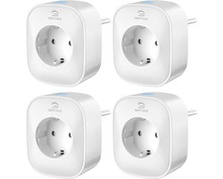 Smart Plug met Stroomverbruikmeter - Compatibel met Alexa en Google Assistant - Set van 4 - 16A 3680W - WiFi 2.4 GHz