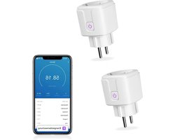 Smart stopcontact met stroombewaking voor Zigbee, Alexa en Google Home - compatibel met Philips Hue en Tuya - app-afstandsbediening - HUE Bridge - 16A - 2 stuks