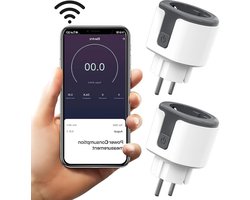 Stopcontact voor Smart Home met wifi en spraakbesturing - compatibel met Alexa en Google Assistant - app-afstandsbediening - smart plug met stroommeting en timer - 2 stuks - 2.4 GHz