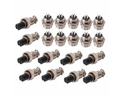 Stopcontactset 10 stuks GX12 4-pins bus metaal luchtvaartstekker draadverbinder mannelijk metallic luchtvaart kabelverbinder connector plug-aviation voor audio