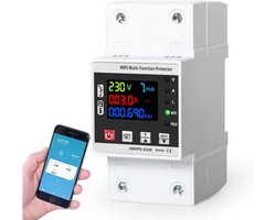 Tuya 230V 63A Slimme Meter - WiFi - Intelligente Sluitbescherming - Automatische Over- en Onderdrukbeveiliging - Spanning en Onderdompeling Bescherming