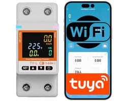 WiFi Energiemeter 63A DIN-rail met display - 1-fase Smart Wattmeter