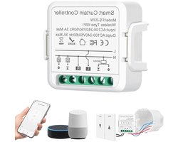Wifi rolluiktimer met spraakbediening, draadloze schakelaar voor rolluiken, jaloezieschakelaarset met elektrische besturing.