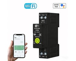 WiFi Slimme Stroomonderbreker - Aardlekschakelaar met Verbruiksmeter - Geschikt voor Tuya & Smart Life App - DIN-rail - Automatische Herstart