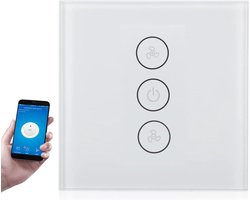 WiFi Smart Fan Switch - Lichtschakelaar met Spraakbesturing en Afstandsbediening - Home Smart Switch met Gehard Glas Touch - Ondersteuning voor TUYA (wit)
