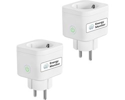 Wifi-stopcontact met stroommeting 16 A timer - spraakbesturing - app-afstandsbediening - Alexa Google Home SmartThings - verpakking van 2 stuks