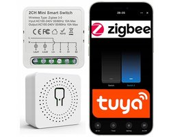 Zigbee 3.0 relaismodule 2 kanalen 230V 10A Tuya Smart Life