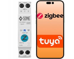 Zigbee relais 16A met energiemeter en DIN-rail montage