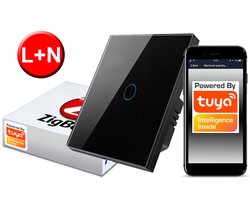 Zigbee Touch Schakelaar Tuya 1 Kanaal Zwart L+N